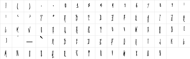 Grafitik Riot Regular  glyph index