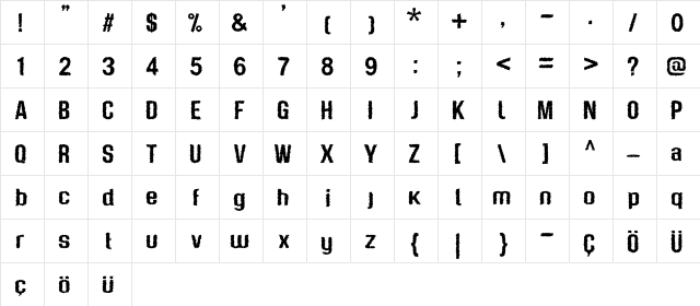 Genghis Khan Med Distorted Regular  glyph index