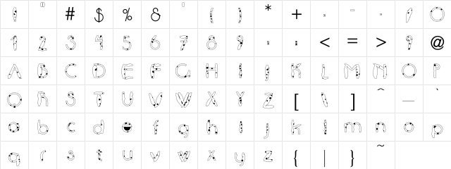 Accent Spot Regular  glyph index