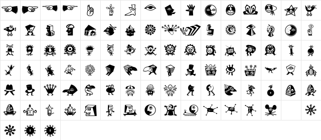 Mini Pics LilCreatures  glyph index