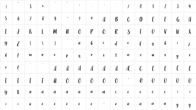 Jazzy Raptor - Personal Use Regular  glyph index