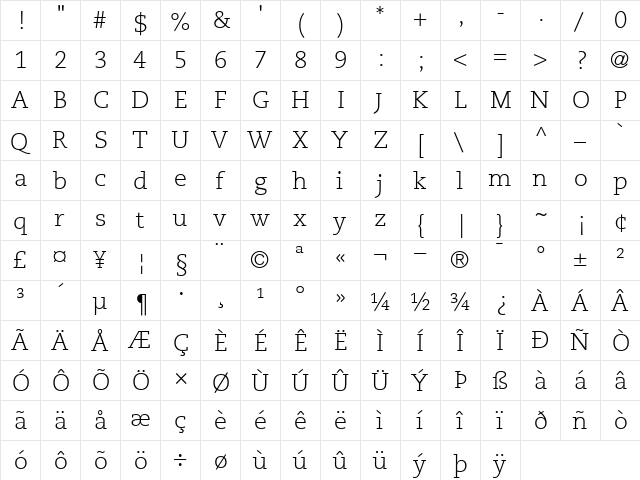 PMNCaecilia45-Light Light  glyph index