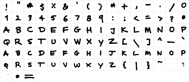 Loud Regular  glyph index