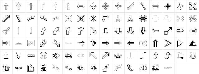 Carr Arrows (outline) Regular  glyph index