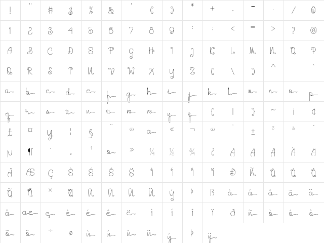 Great Anthem Regular  glyph index