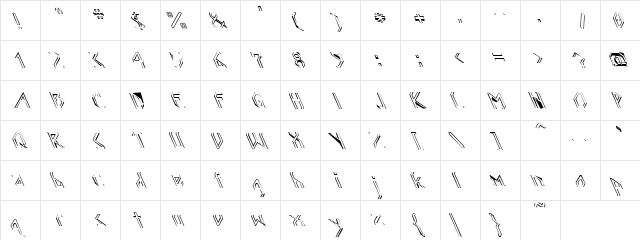 Angles 1 Regular  glyph index
