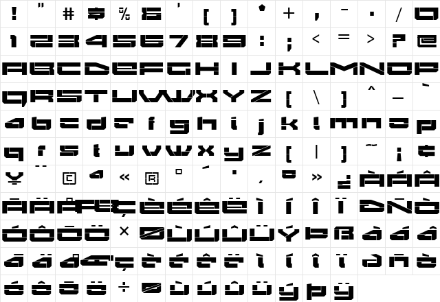 Gendouki Regular  glyph index