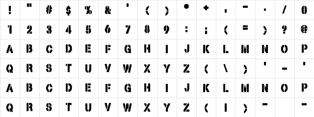 Armed and Traitorous Regular  glyph index