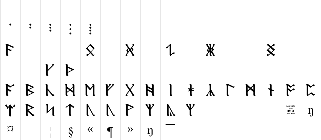AngloSaxon Runes Regular  glyph index