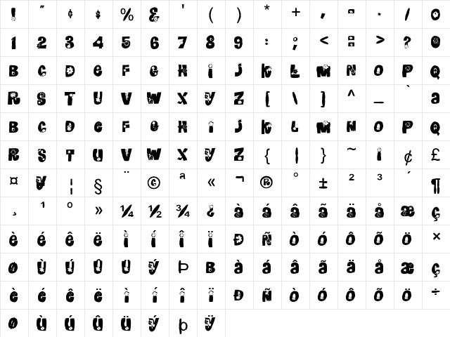 FZ UNIQUE 3 MANGLED Normal  glyph index
