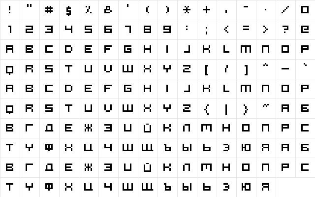 Hooge 0553 LeS version Regular  glyph index