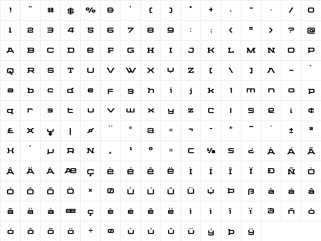 Cydonia Century Regular  glyph index