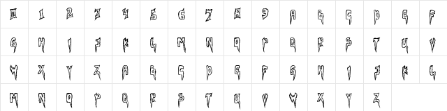 SILENT Regular  glyph index