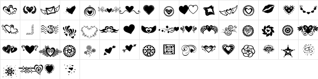 SexyRexy-Smitten Regular  glyph index