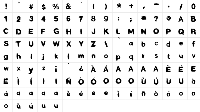 Callejera Bold  glyph index