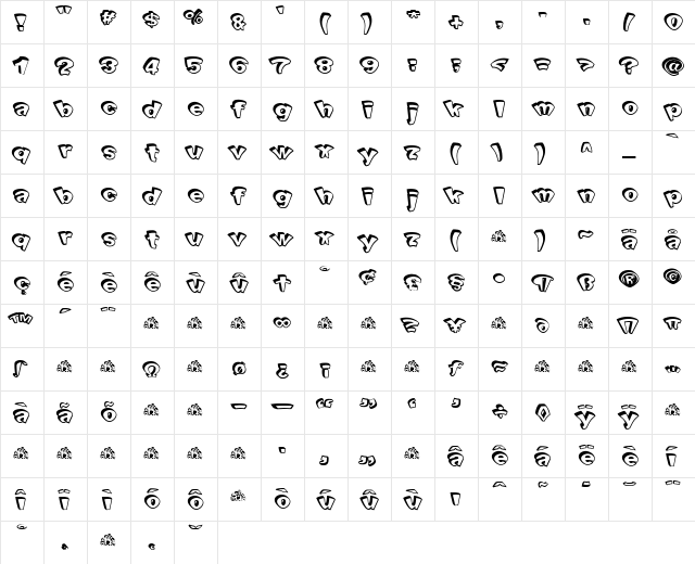 Goober Regular  glyph index