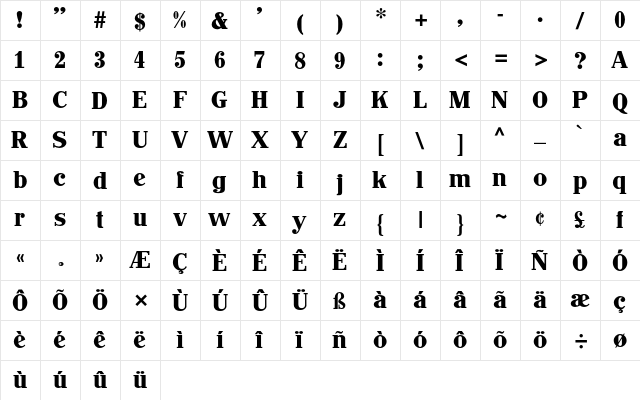 JohnHancockCP Medium  glyph index