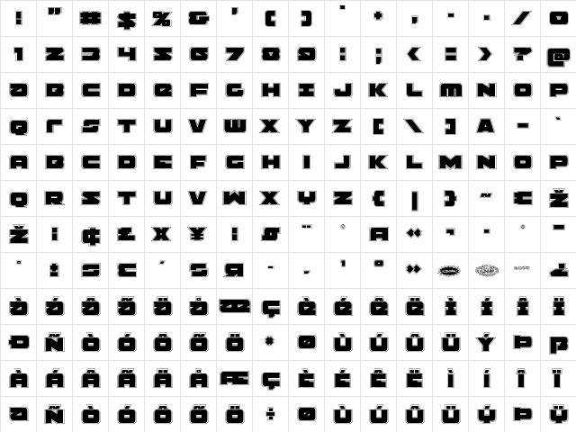 Banjin Academy Regular  glyph index