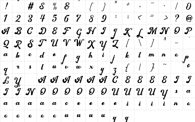 Bigfun Demo Regular  glyph index