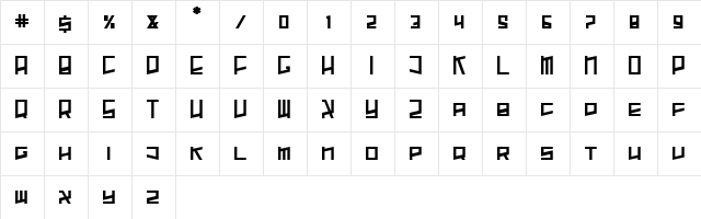 Xander Regular  glyph index