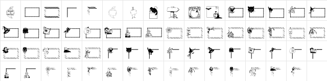 LCR Frightful Frames Regular  glyph index