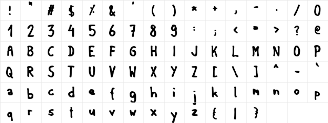 Borosil Regular  glyph index