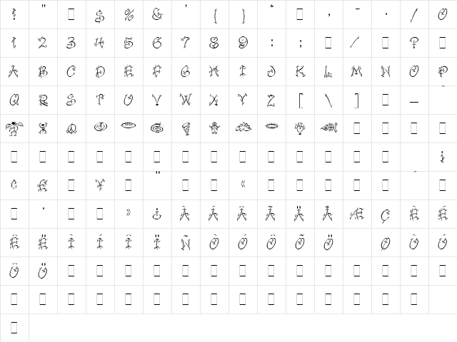 Faithful Fly LET Plain  glyph index