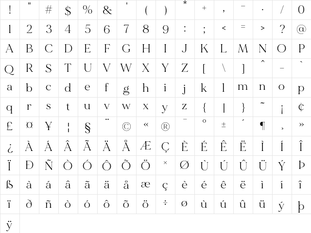 MADE Mirage Regular  glyph index