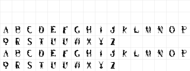 Human Kanuction Regular  glyph index