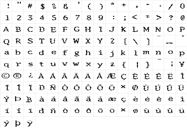 FZ WACKY 33 EX Normal  glyph index