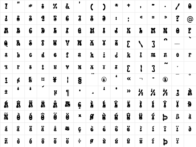 Gymnastics Becker Normal  glyph index