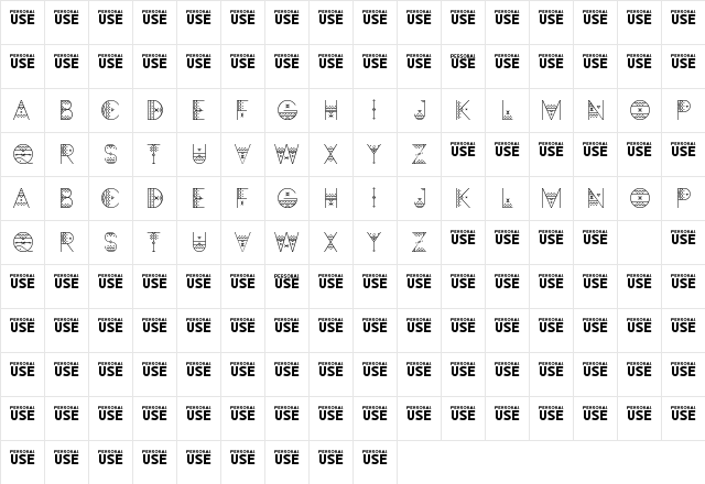 Zilap Africa Regular  glyph index