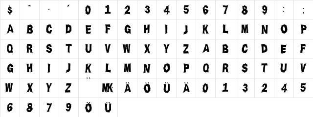 Chiseled Regular  glyph index