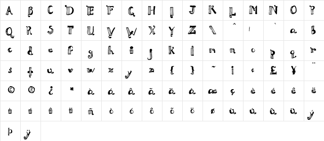 Doux Pap๡ Regular  glyph index