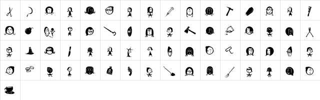 Widows Medium  glyph index