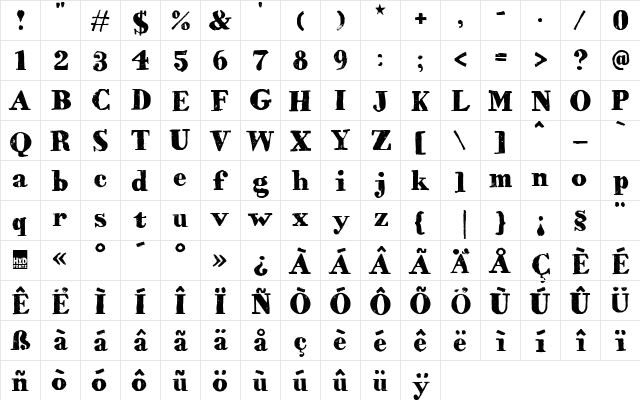 HVD Bodedo Medium  glyph index