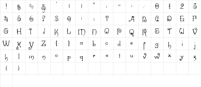 Mexacali Regular  glyph index