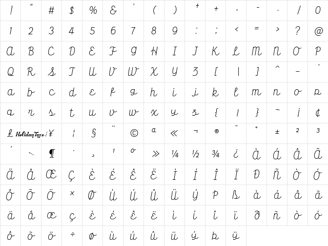 HT Farmacia Regular  glyph index