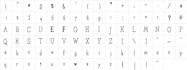 Olivert Condensed Regular  glyph index