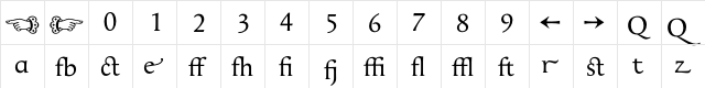 ApollineAlternate Regular  glyph index