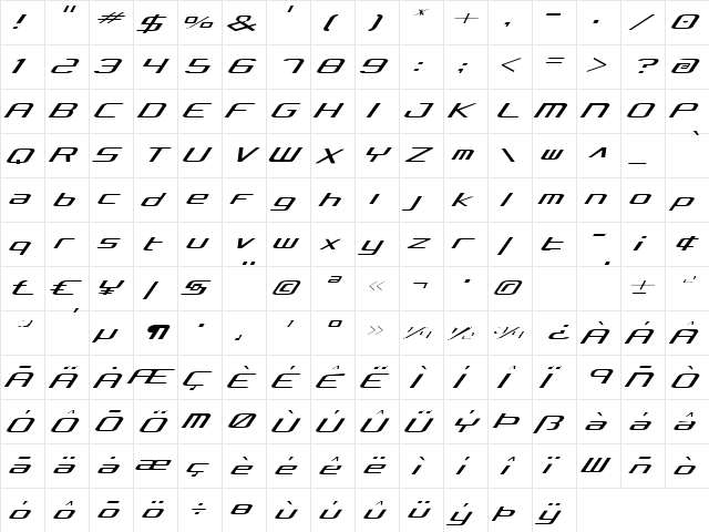 Concielian Light Light  glyph index