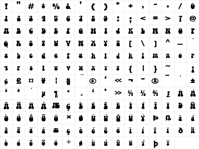 GroovyExtended Normal  glyph index