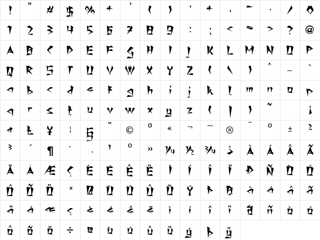 Notch Becker Normal  glyph index