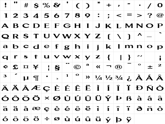 FZ ROMAN 33 EX Normal  glyph index