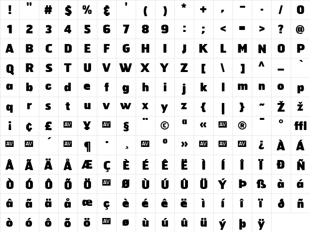 Hermes Regular  glyph index