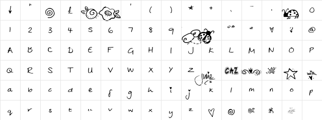 Julies regular  glyph index
