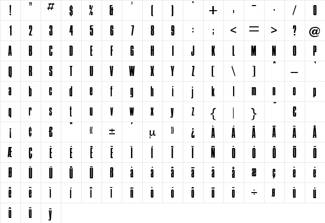 PompejiLight Regular  glyph index