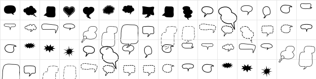 Alin Speech Bubbles 2 Regular  glyph index