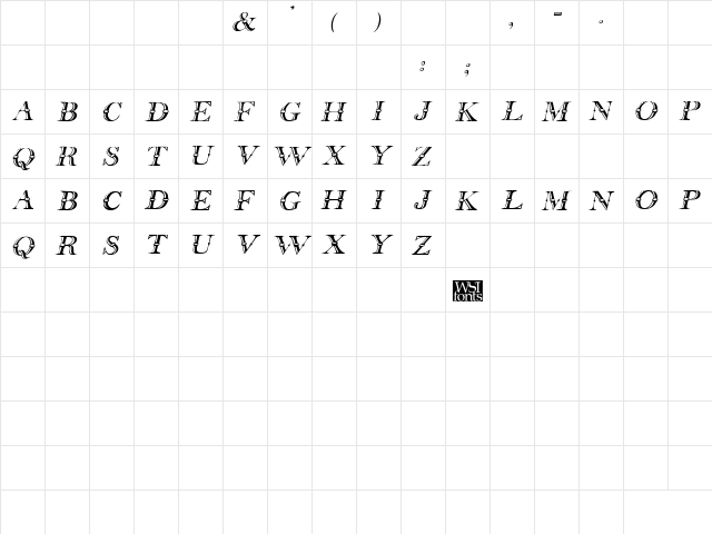 CruiselineDisplayCaps Italic  glyph index