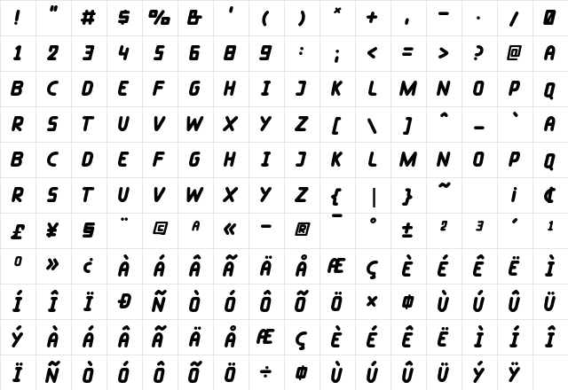 Taylorsit Regular  glyph index